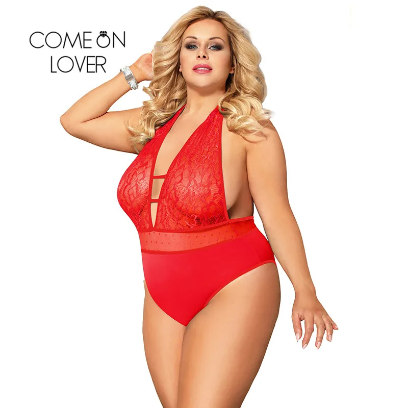 Comeonlover Lace Body Suit Lingerie Teddy Sexy Femme Erotique Backless Deep V Neck Plus Size Bodysuits For Sex RI80778 | Тематическая