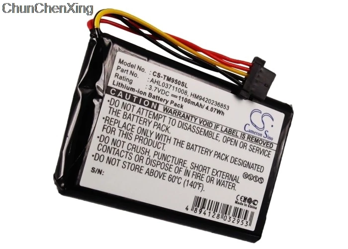 

Cameron Sino 1100mAh Battery AHL03711008, HM9420236853 for TomTom 4CP9.002.00, 8CP9.011.10, Go 950, 950 Live