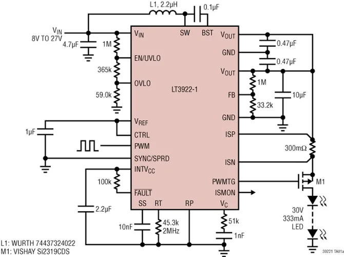 LT3922-1 LT3922EUFD-1 LT3922IUFD-1 LT3922HUFD-1 - 36V 2.3A Synchronous Step-Up LED Driver with 25 000:1 PWM Dimming | Электроника