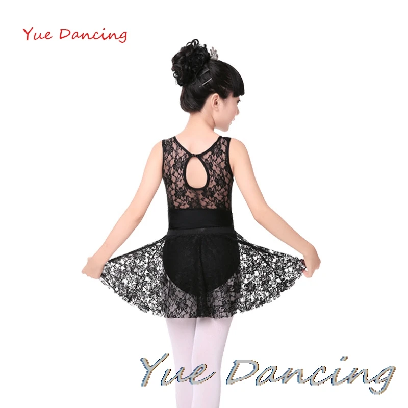 Кружевное гимнастическое трико черное балетное платье для девочек балетная