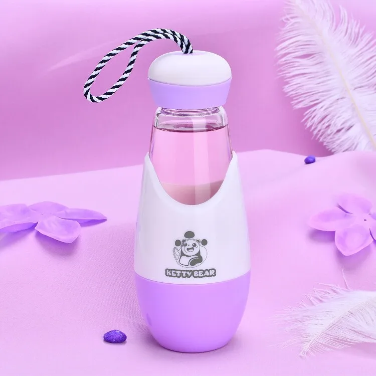 Медведь Детский мультфильм drop-устойчив удобство Стекло бутылка для воды студент воды подарки Открытый путешествия