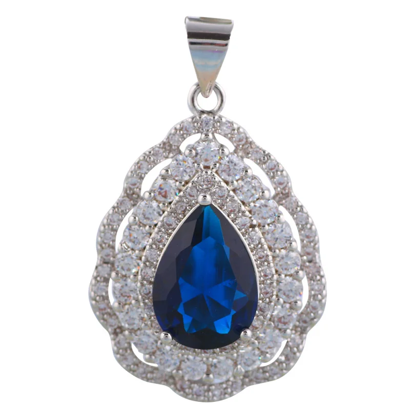 Ayowei серебряные штампованные модные серьги подвеска ожерелье кольцо синий Zicon