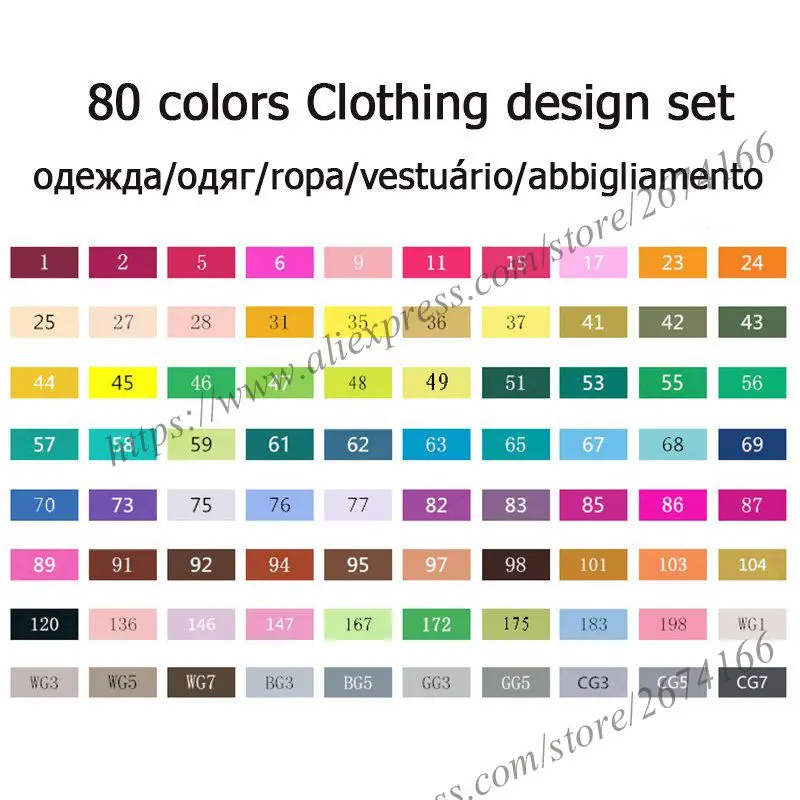 80 Color Clothing NNRTS лазерный маркер 30/40/60/80/168 Цвета Ручка Кисть алкогольных жирной чернила на водной основе художественный маркер для манга двуглавый маркеры для эскизов - Цвет: 80 Color Clothing
