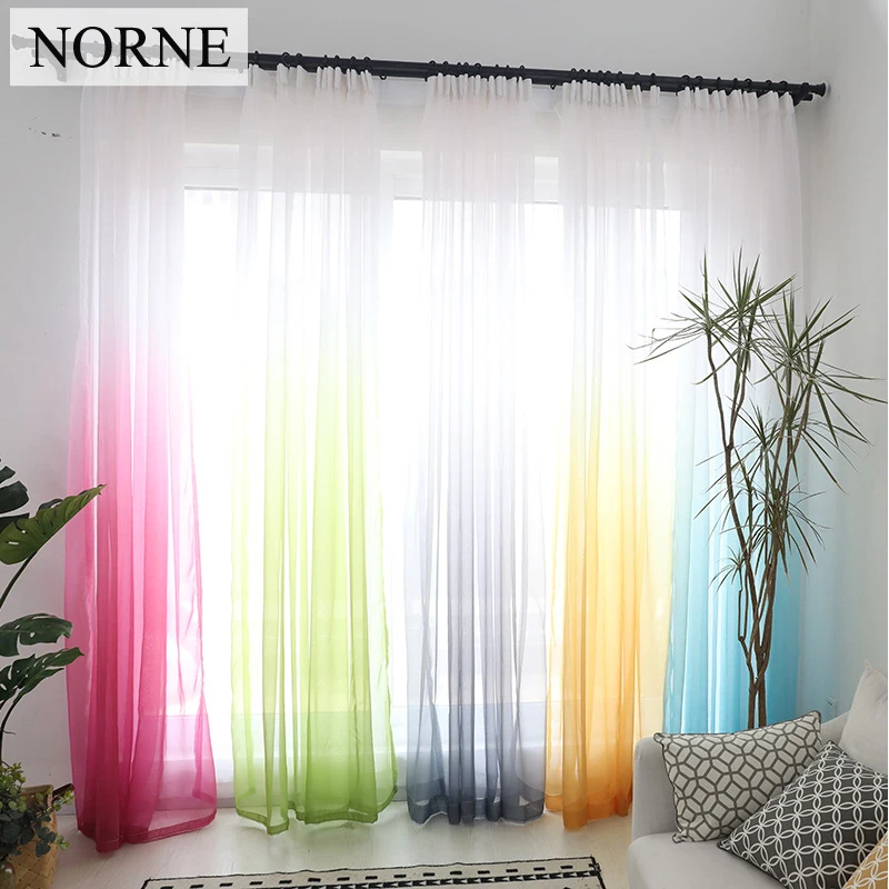 

NORNE Semi Voile Sheer Window Curtain Panels Drapes for Bedroom Living Room Kitchen Door Gradients Tulle Sheer Curtains