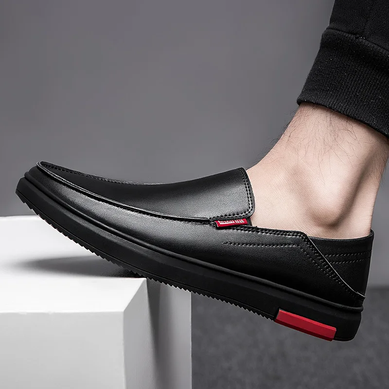 Мокасины мужские из воловьей кожи повседневные дизайнерские туфли без застежки