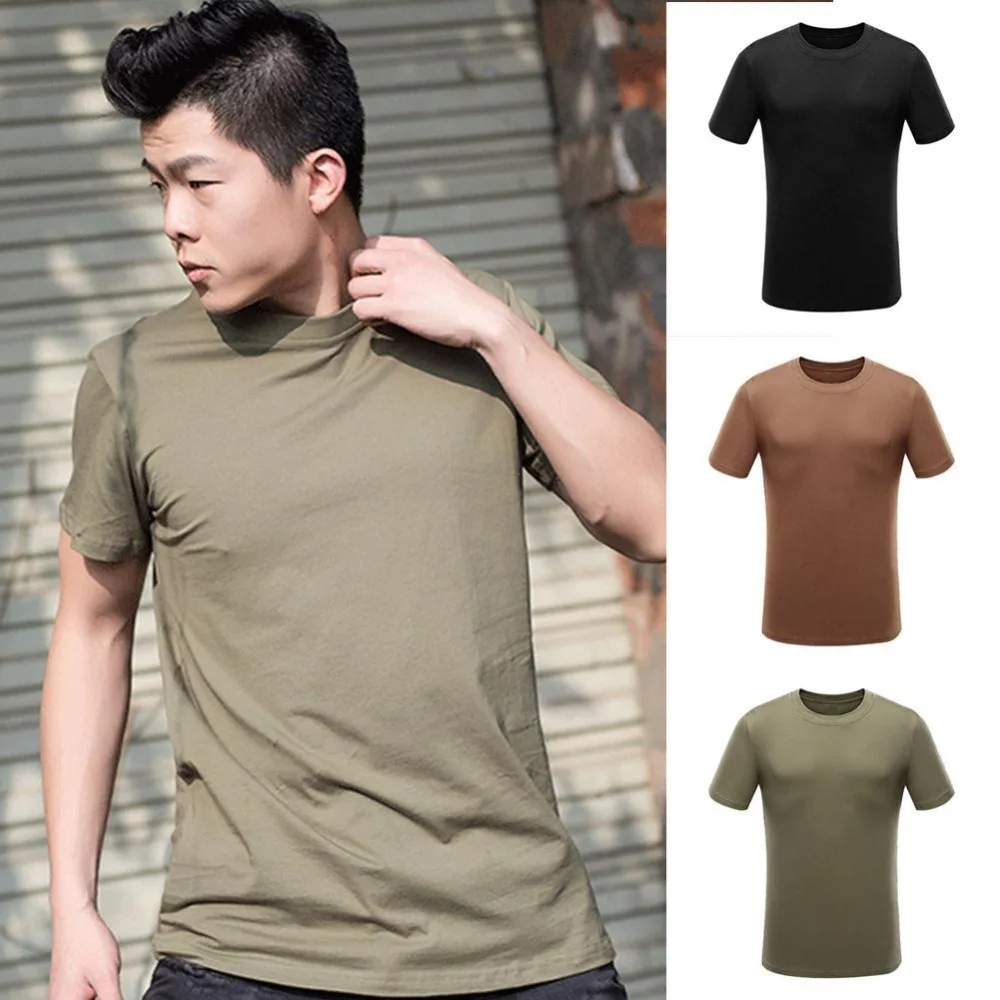 Мужская футболка 2019 летняя для фитнеса с коротким рукавом Однотонная круглым