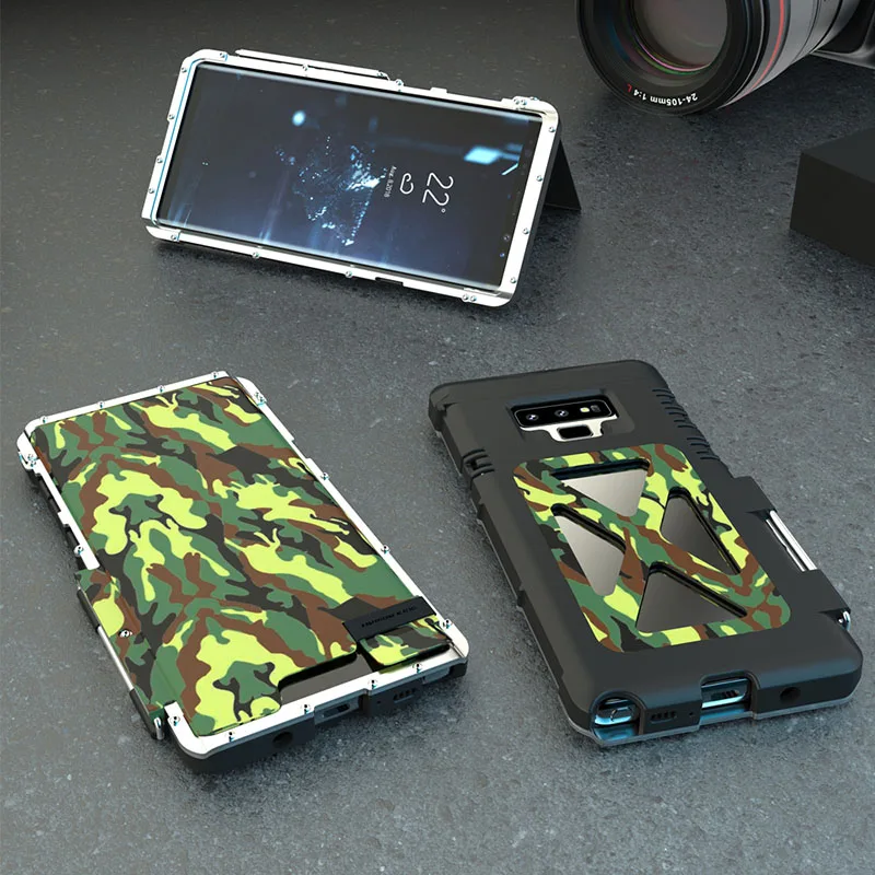 R-JUST чехол для samsung Note 9, Роскошный Металлический Стальной Пластиковый ударопрочный Твердый защитный флип-чехол для телефона samsung Note 9 - Цвет: Camo