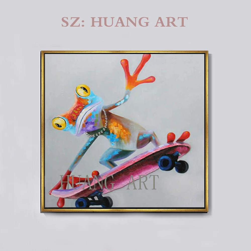 Забавный самокат животное лягушка украшение для детской комнаты картина