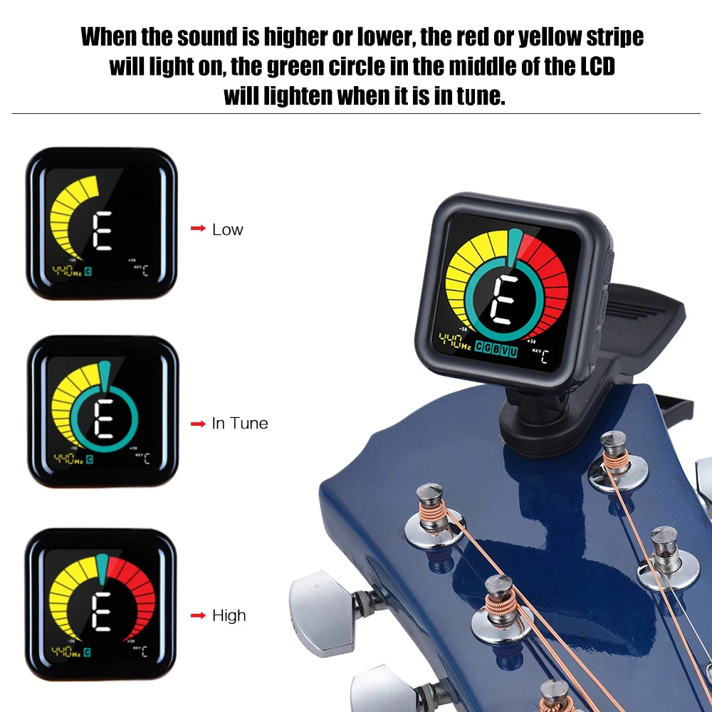 Черный квадратный тюнер премиум-класса для гитары бас скрипка гавайский