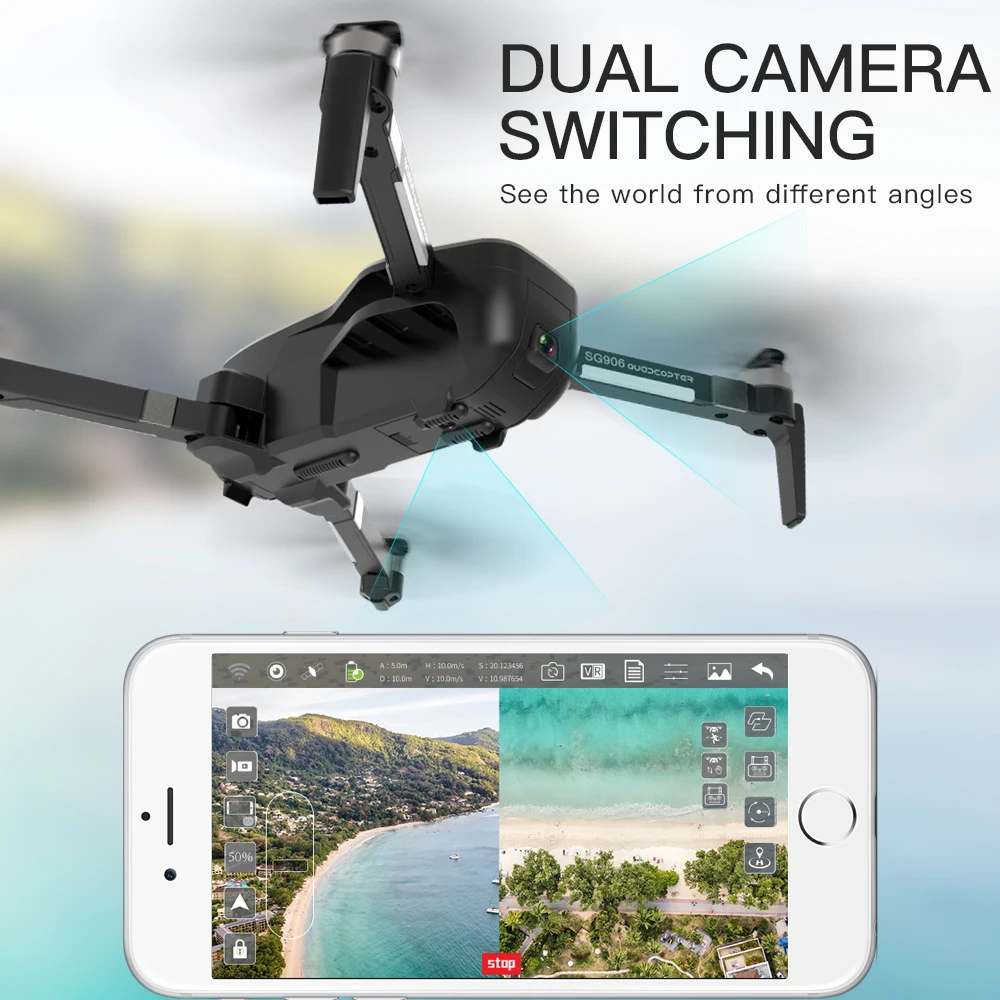 SG906 беспилотный GPS с камерой 4K Wi Fi бесщеточный Селфи Дрон Квадрокоптер RC Дроны HD VS