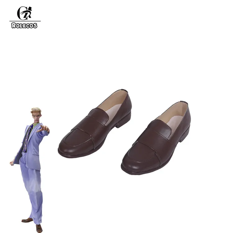 Kira Yoshikage ROLECOS Anime JoJo Bizarre Adventure Cosplay Shoes Kira Yoshikage Cosplay Brown Leather Shoes for Men Cosplay Shoes Customized - Цвет: Kira Yoshikage