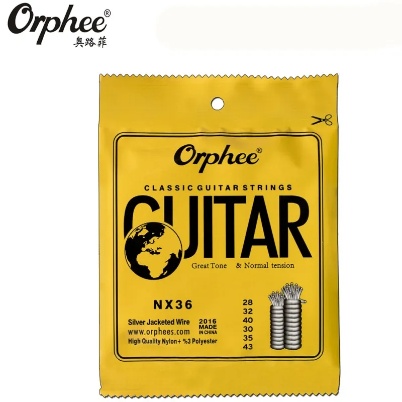 Струны Orphee NX36 028 043 для классической гитары нейлоновые струны с серебристым