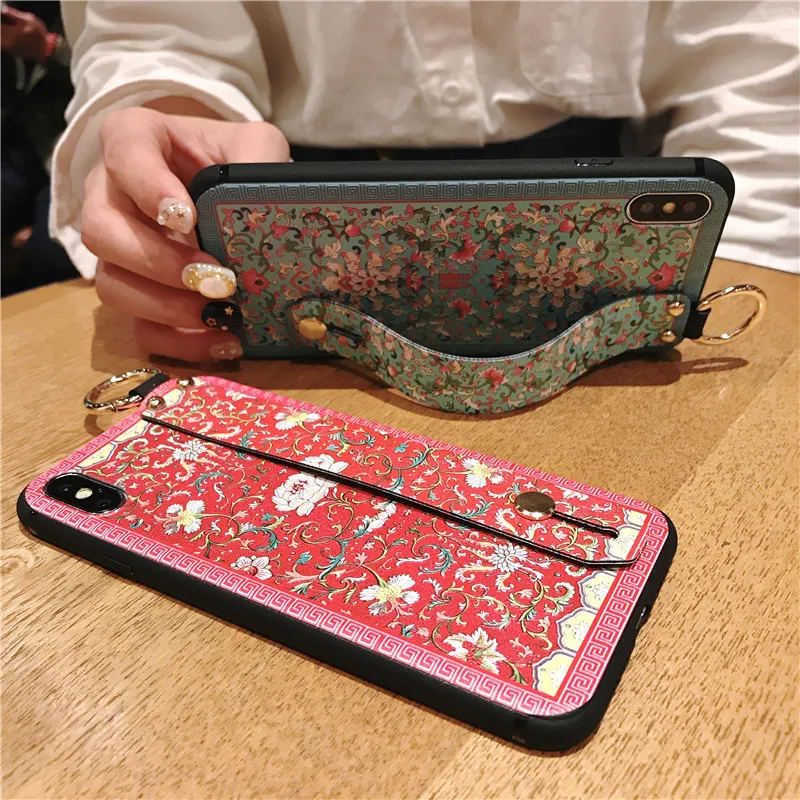 Fundas Flower Holder Strap Case Samsung Galaxy S9 Plus Note 9 Silicone Wristband Cases Coque S8 8 Cover |