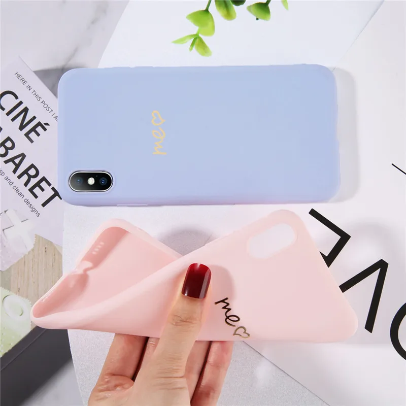 KJOEW пары любящее сердце чехол для iPhone X XS XR Xs Max 8 7 6 6s плюс Твердые Цвет Письмо