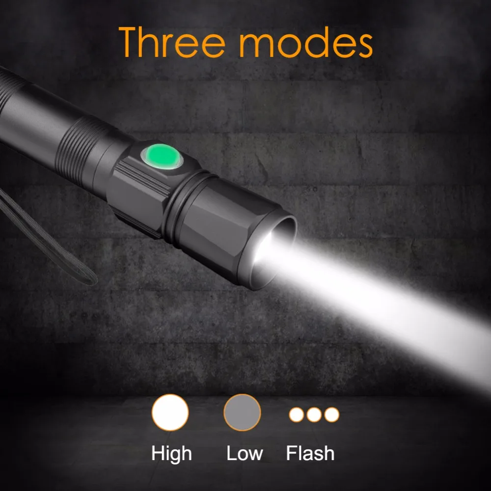 Zoomable Focus USB Rechargeable Bike Flashlight 2000 LM XML T6 LED Front Bicycle Lamp 3-Mode MTB Cycling Torch Use 18650 Battery | Спорт и