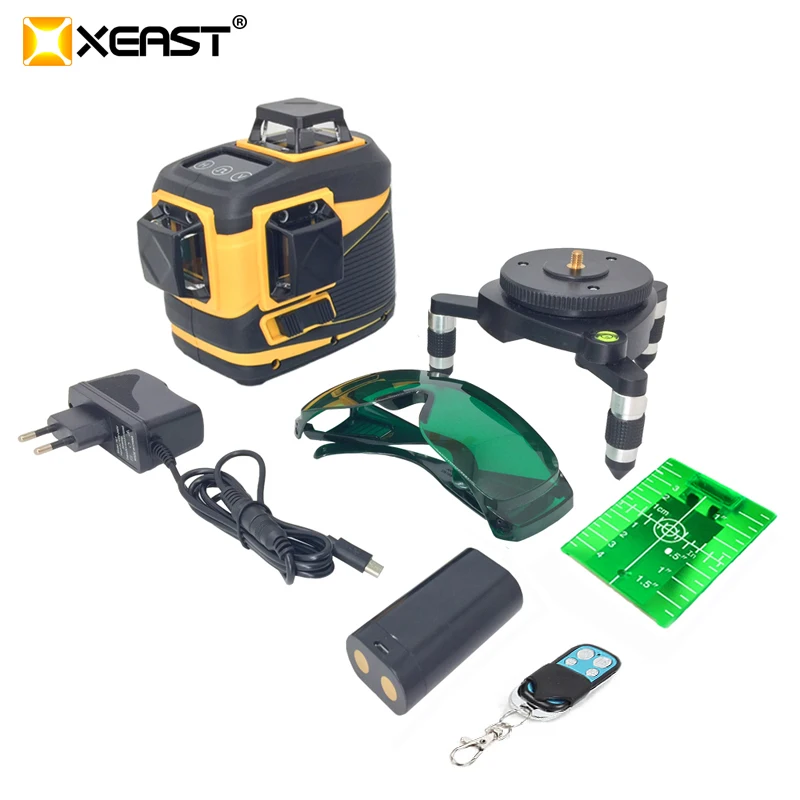 XEAST 2019 Новый 12 линий 3D зеленый лазерный уровень самонивелирующийся 360