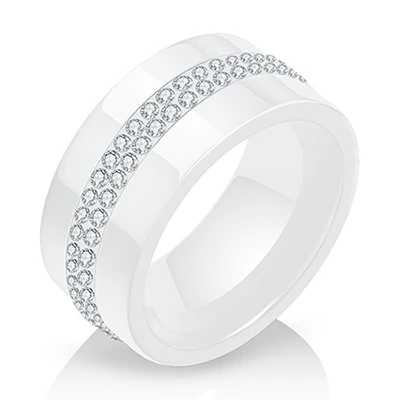 10mm Wide clear Высокое Качество Черно-Белый Простой Стиль Comly Кристалл Керамические Кольца для Женщин - Цвет основного камня: 10mm Wide clear