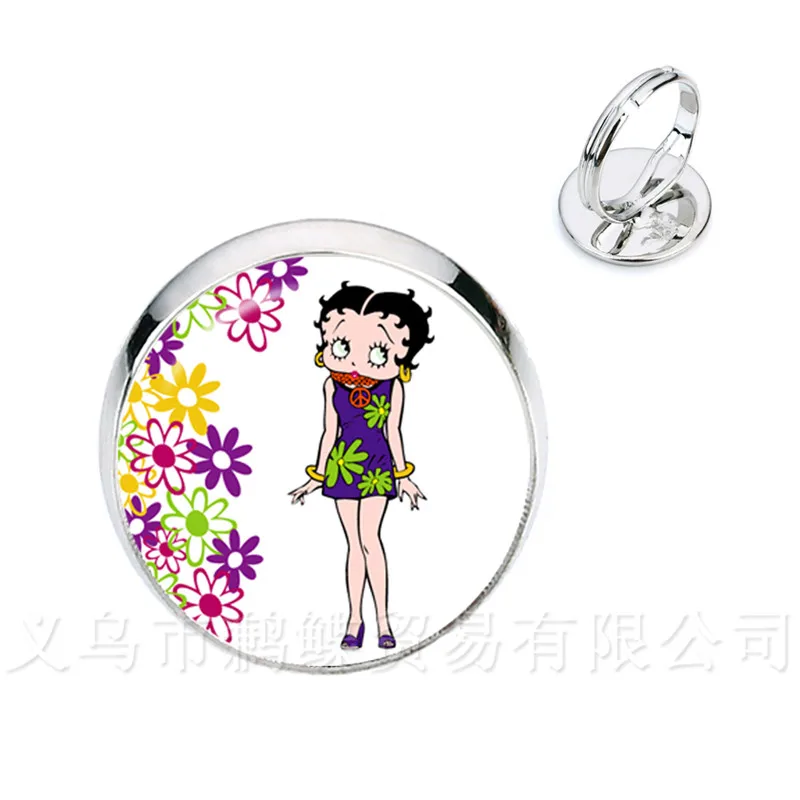 Betty Boop кольца милые девушки 80 винтажные сексуальные женские стеклянный купольный