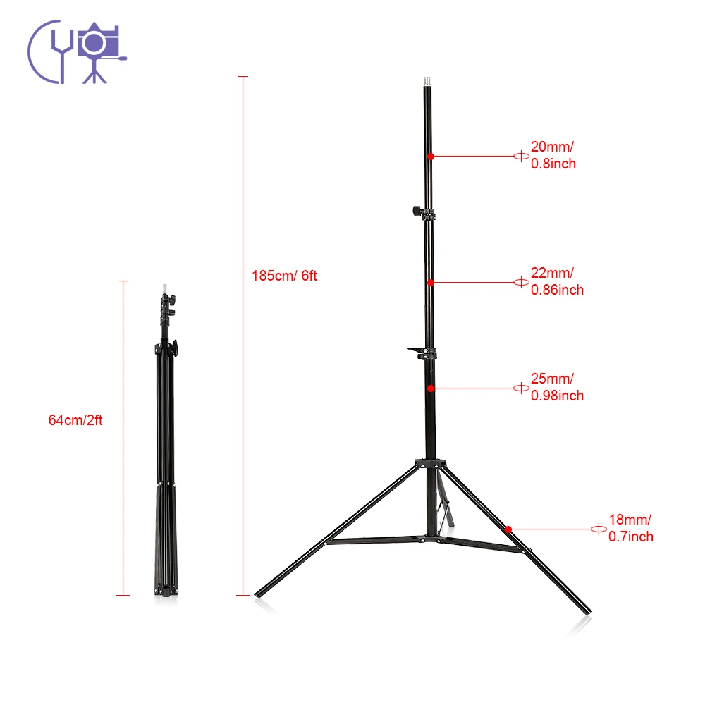 CY 2,4 m/6.6ft штатив-стойка 1/" винт для студийного Фото Видео световой софтбокс вспышка лампы Зонт фон