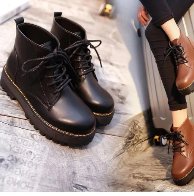 Ботильоны женские ботинки с круглым носком байкерские на плоской подошве со