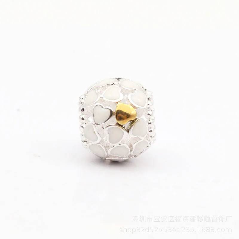 LOZRUNVE charms silver 925 original 2018 sterling sieraden white epoxy hearts bead for jewelry making wholesale | Украшения и