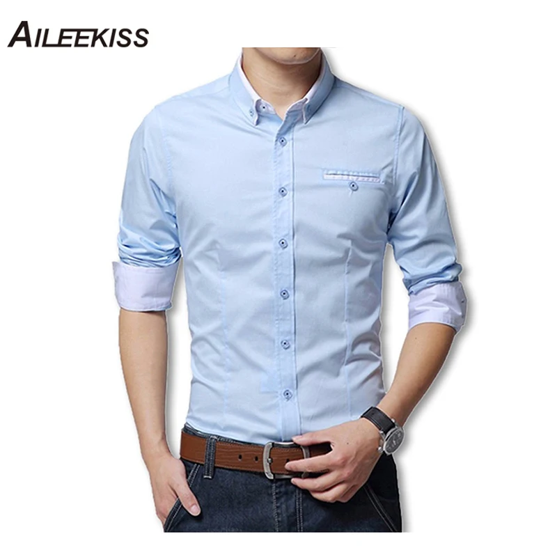 Новинка 2019 модные мужские рубашки с длинным рукавом хлопок повседневная одежда