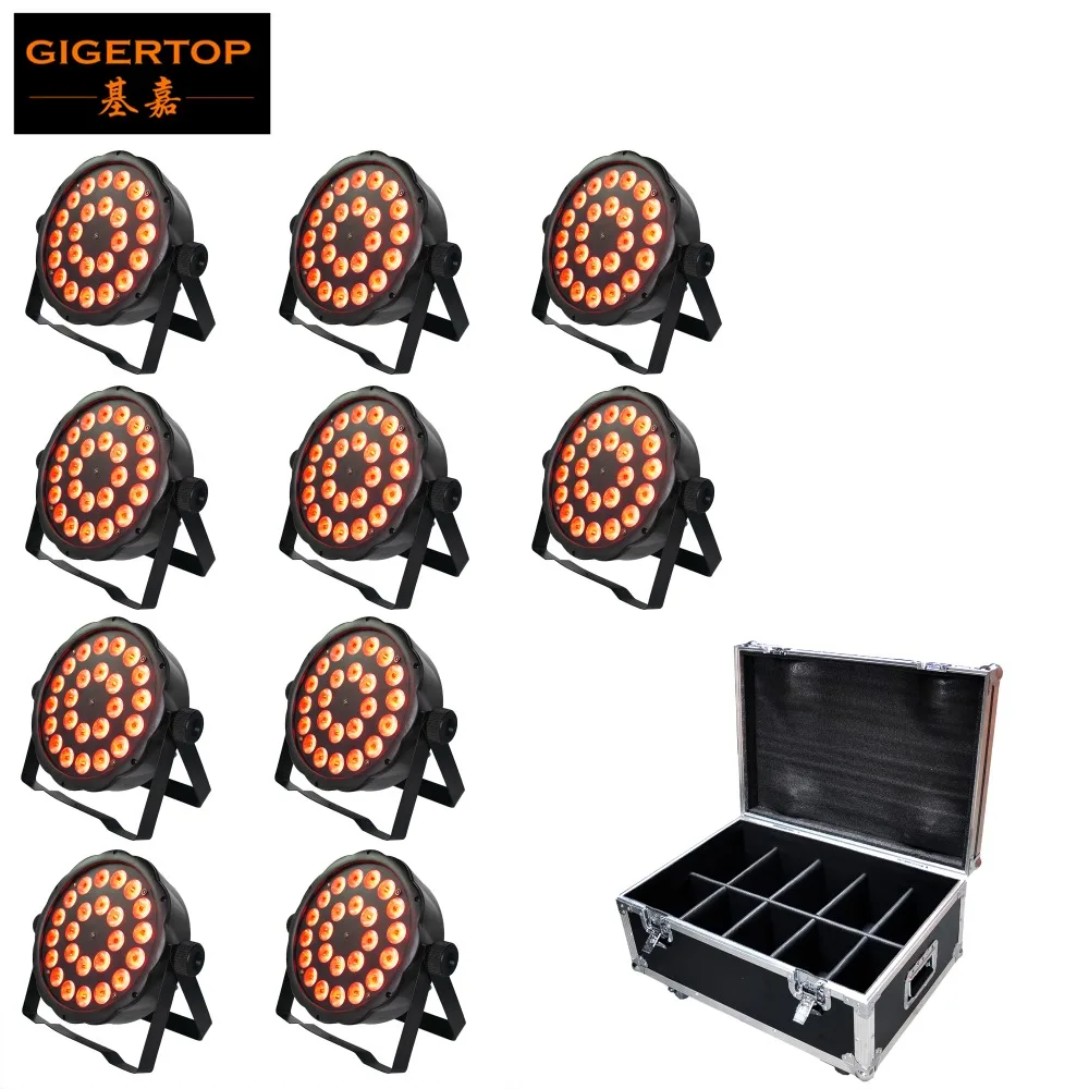 

10IN1 Flight Case Pack 24 x 3W Plastic Led Par Light Power IN/OUT Socket DMX/Sound/Auto/Manual Control RGB 3IN1 Color CE ROHS