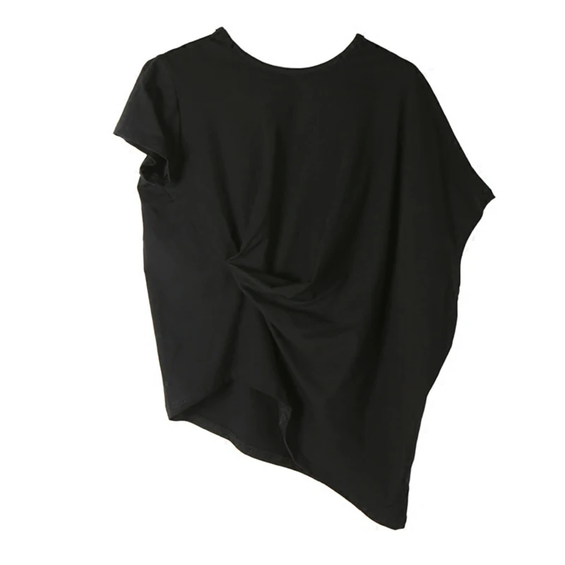 TWOTWINSTYLE Ruched футболка женские короткий рукав асимметричный белый основной