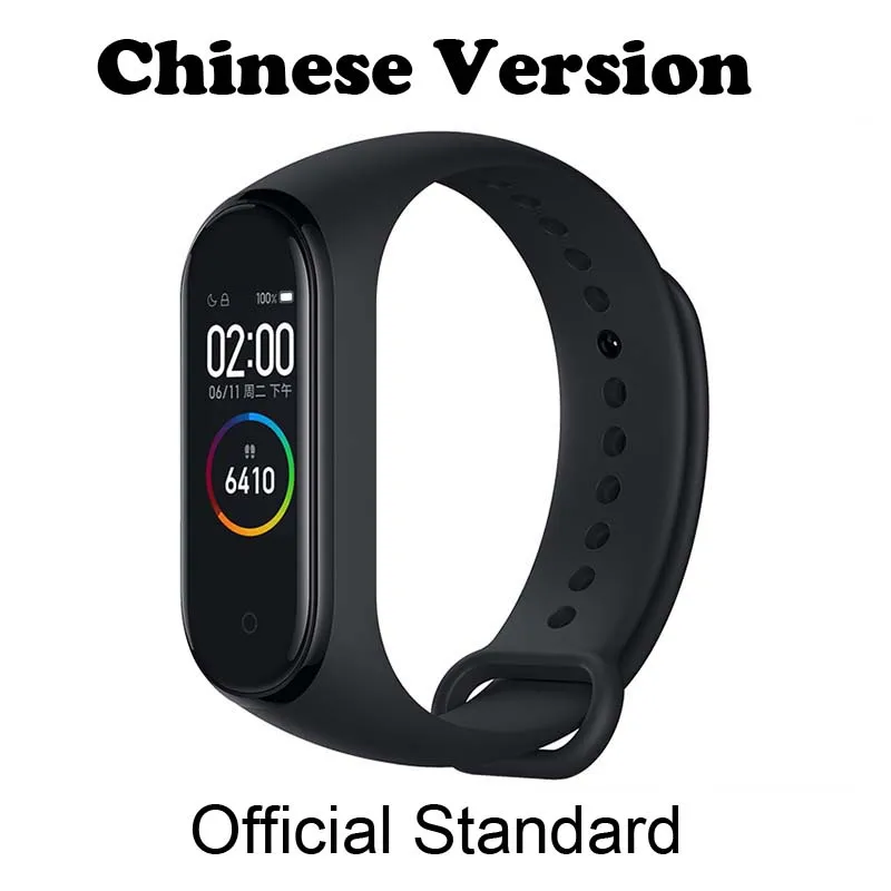 CN Version Black Xiaomi mi смарт-браслет 4, Bluetooth 5,0, пульсометр, фитнес, 0,95 дюймов, AMOLED экран, Xiao mi Band 4 - Цвет: CN Version Black