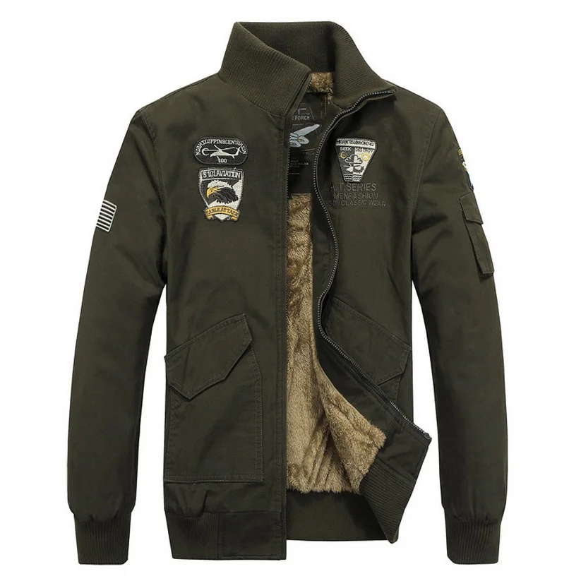 LOMAIYI Men's Winter Military Bomber Jacket Coat Thick Fleece Lining Cotton Parka Men Air Force Pilot Flight WindBeaker BM010