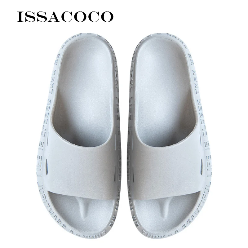 ISSACOCO/мужские шлепанцы; сезон лето; однотонные мужские повседневные Нескользящие пляжные шлепанцы из прозрачного пластика; мужская домашняя обувь; домашние тапочки