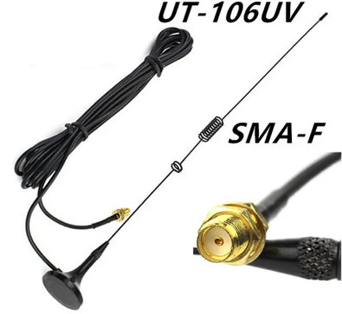 Базовая антенна vhf SMA женский UT 106UV машине magnético uhf Антенна для Baofeng BF 888S УФ 5R больше