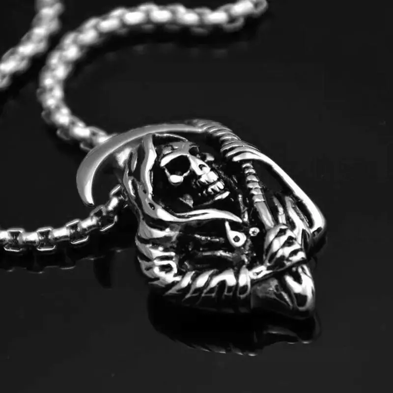 Ожерелье WAWFROK из нержавеющей стали мужской жнец смерти ожерелье с подвеской в