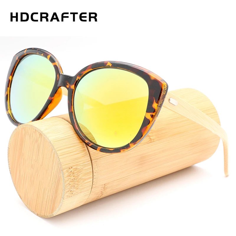 Солнцезащитные очки HDCRAFTER для женщин большие деревянные кошачий глаз