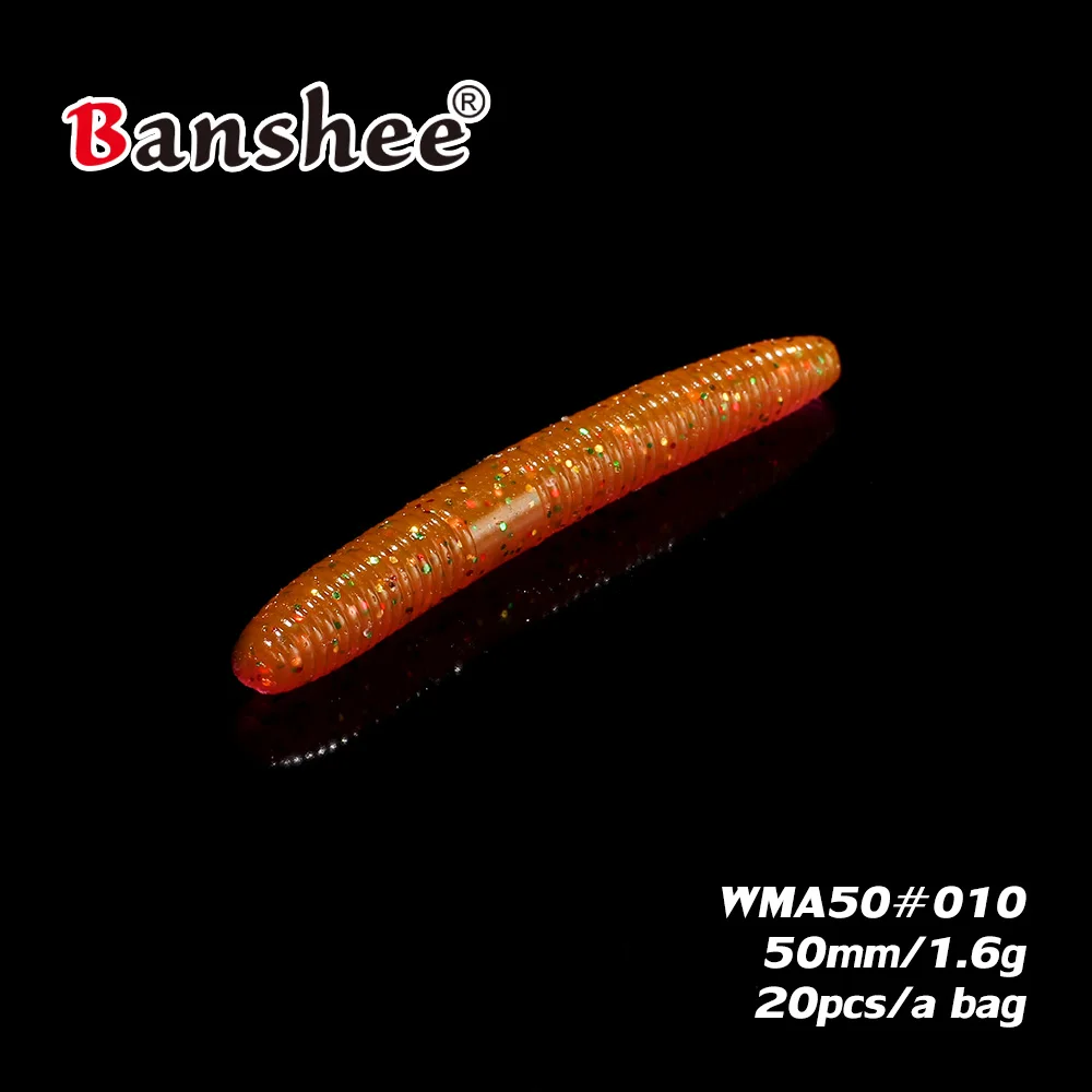 WMA50 Worm Soft Bait Lure Swimbait 1.6g/ 50mm 20pcs/lot Plastic Fake lifelike Walleye bass Artificial fishing for Wacky Jig | Спорт и