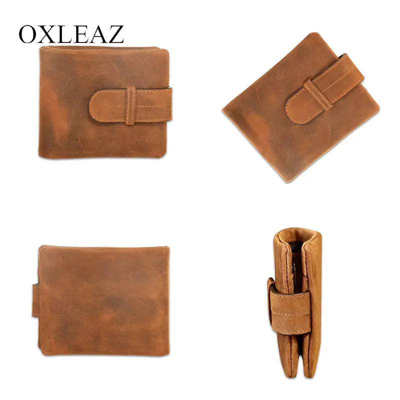 OXLEAZ винтажные Короткие повседневные кожаные маленькие кошельки Crazy Horse кошелек