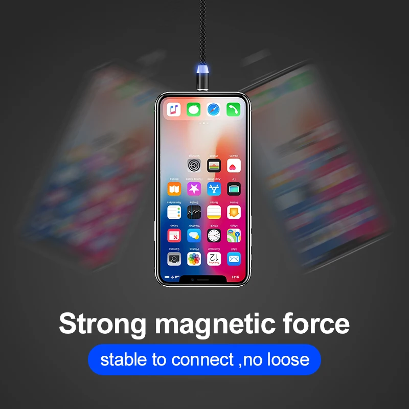 СВЕТОДИОДНЫЙ Магнитный зарядный Micro USB C кабель для iPhone XR XS MAX X 7 6 Plus кабели 1 м Type