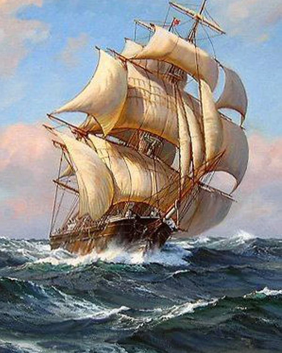DS1003 5D алмазная картина с изображением лодки, мозаичная вышивка, корабль, вышивка крестиком, алмазная нарисованная Алмазная картина, рукоделие, украшение - Цвет: DS1003