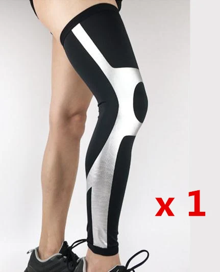 1 piece Black Silver Высокоэластичная лайкра, баскетбольные Компрессионные Рукава, спортивные защитные наколенники для бега, велосипедные гетры, наколенники - Цвет: 1 piece Black Silver