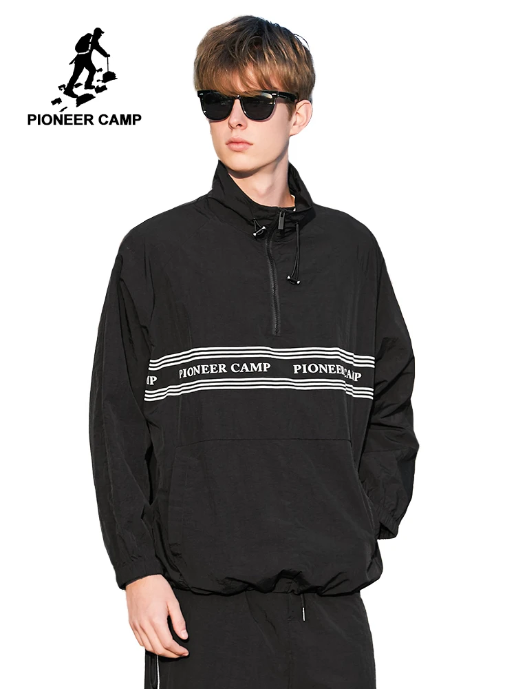 Мужская куртка Pioneer Camp черная/Розовая Повседневная с принтом из 100% нейлона 2020 |
