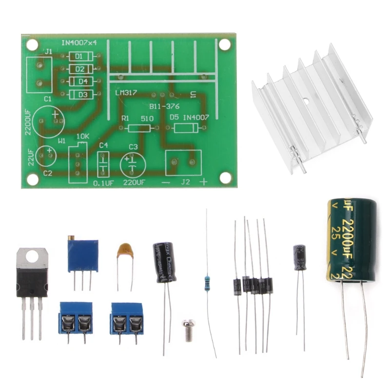 LM317 регулируемый регулятор напряжения плата питания с выпрямленным входом