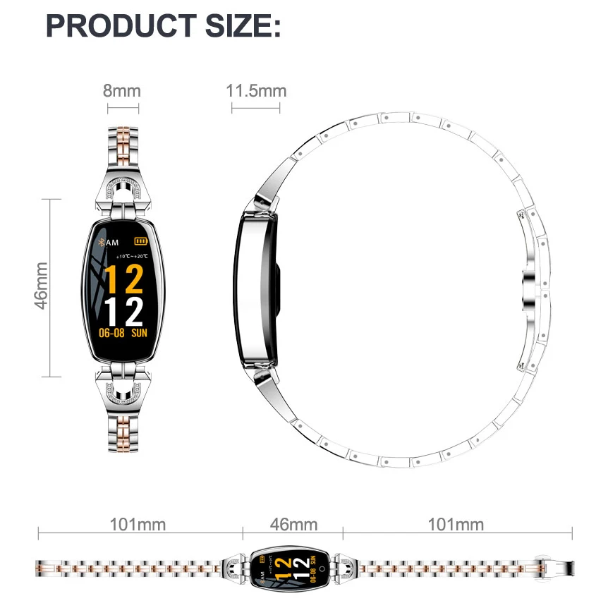 Смарт-часы для женщин 2019 H8 фитнес-трекер часы водонепроницаемые мониторинг