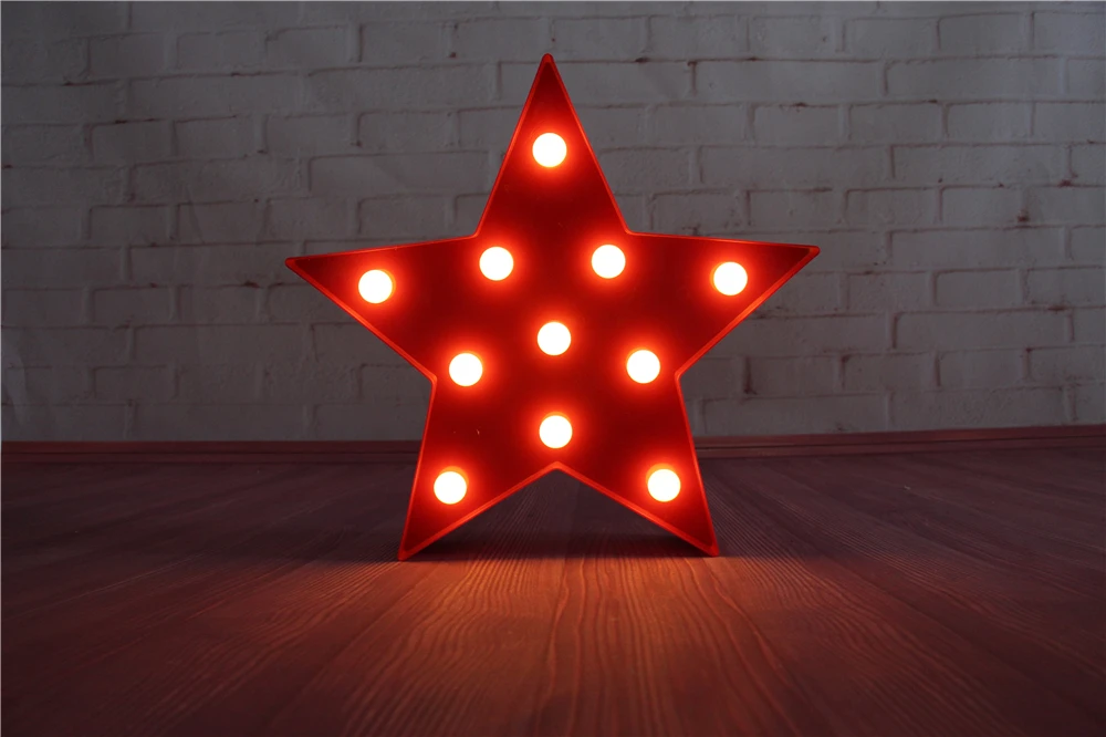 

13" plastic LED Star Sign Marquee Light red white yellow night light Indoor Dorm Xmas gift Room deco free shipping