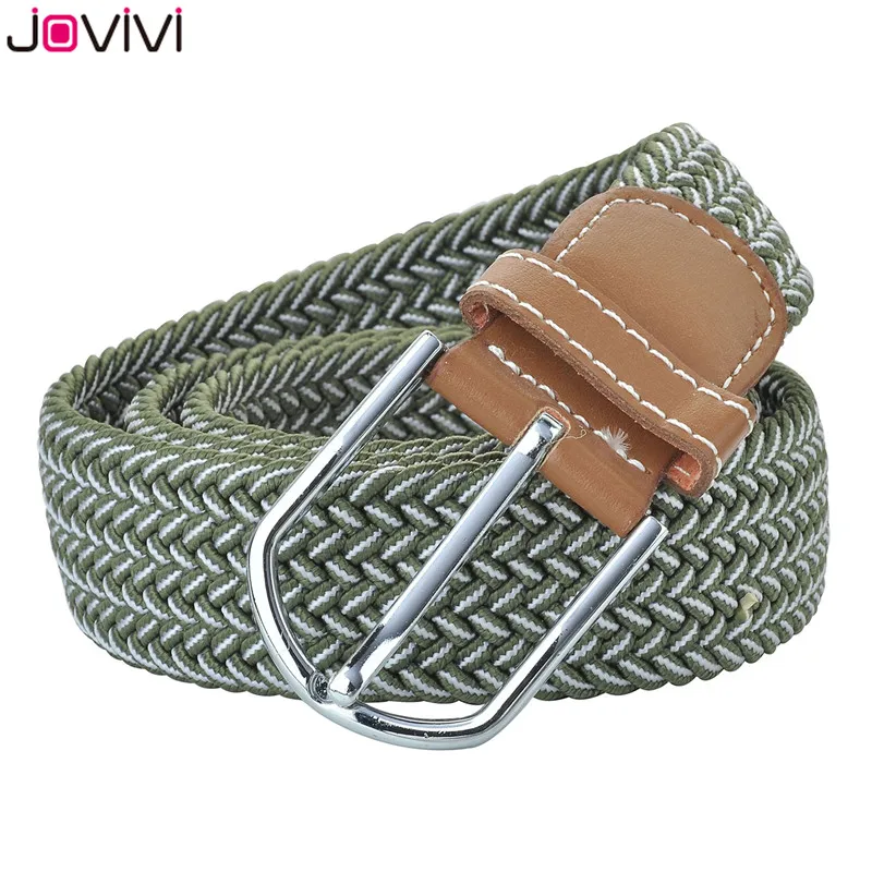 Jovivi последний стиль 1 шт. повседневные мужские и женские тканевые Плетеный растягивающийся ремень с пряжкой эластичный пояс для гольфа подарок на день рождения