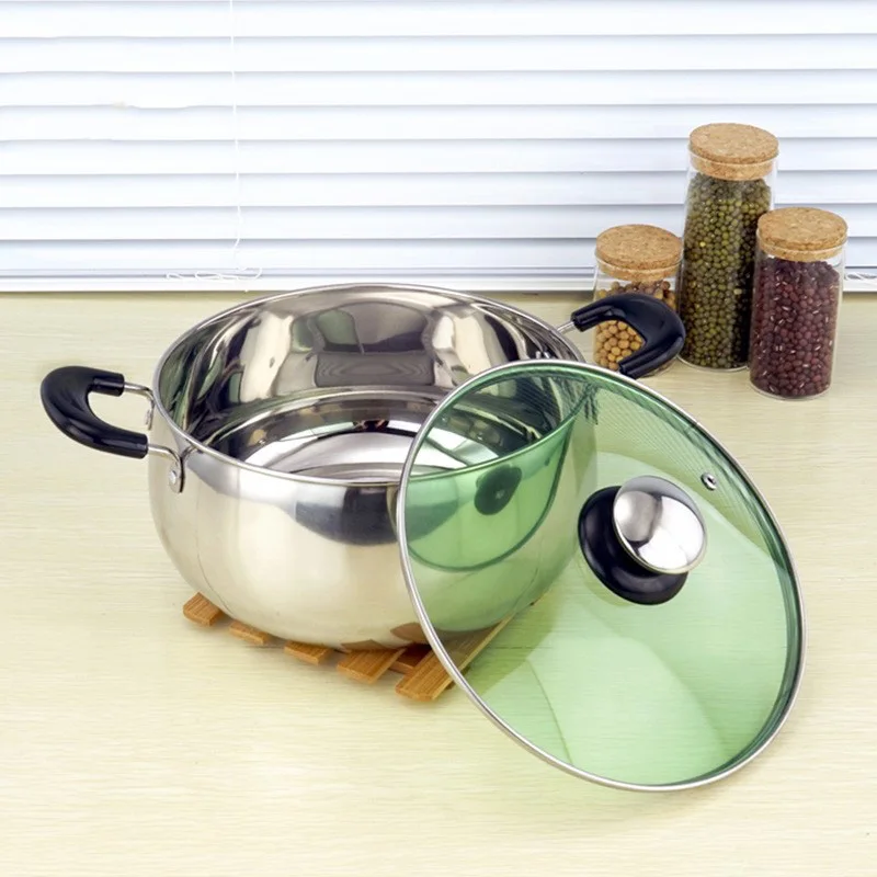 1 Pcs Stainless Steel Cook Pot Stockpot with Lid Milk Saucepan Cookware KM88