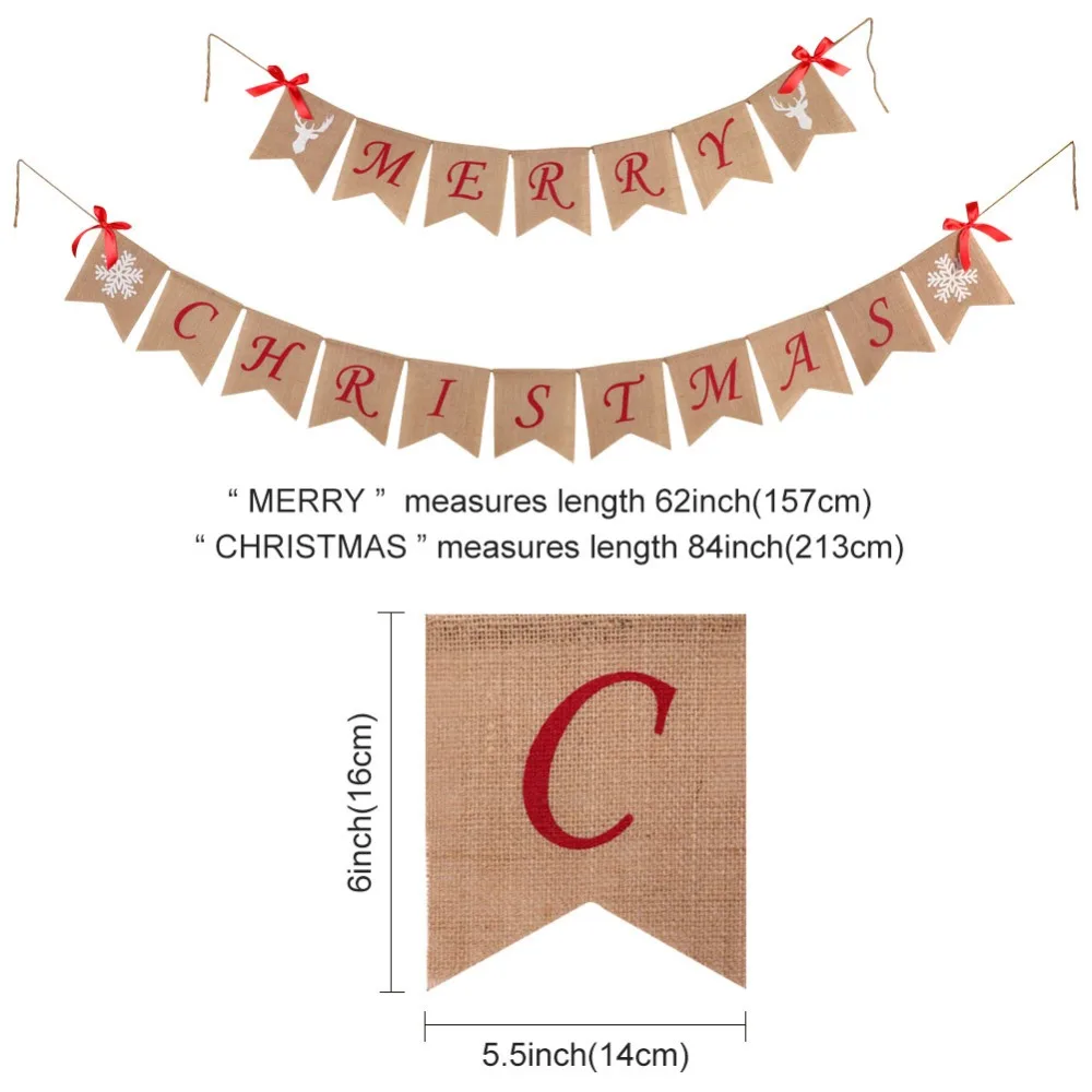 Burlap Banner OurWarm 252 см винтажные рождественские украшения для дома гирлянда