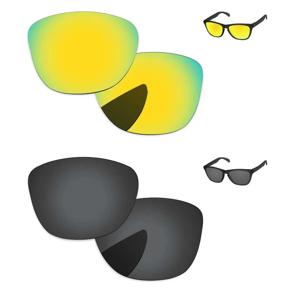 

Сменные поляризационные Линзы для очков Frogskins, черные и золотистые линзы 24 К, 2 пары, 100% защита от Уфа и уфв