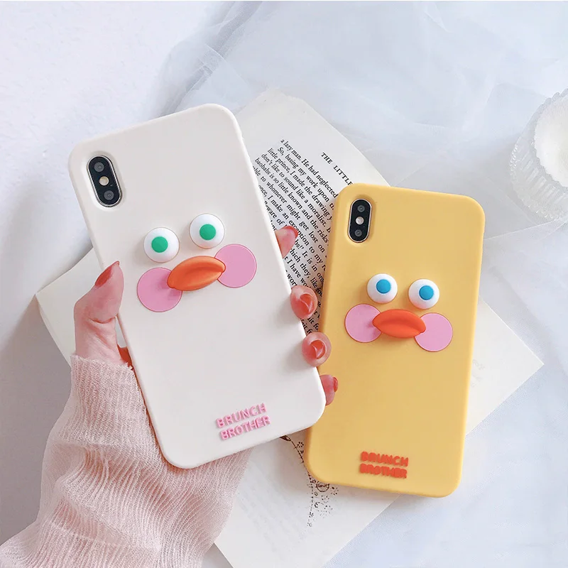 Милый чехол для телефона с изображением утки из мультфильма для iphone 11 Pro Max XS Max X XR 6 6s 7 8 plus, чехол-накладка s, модный Забавный мягкий чехол с 3D сенсорным покрытием Silcone