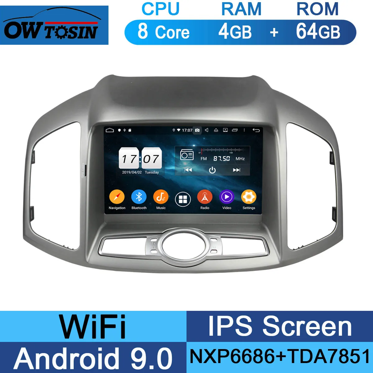 64G " ips 1920*1080 8 Core 4G ram+ 64G rom Android 9,0 автомобильный dvd-плеер для Chevrolet Captiva 2011- DSP радио gps Parrot BT Adas - Цвет: 64G