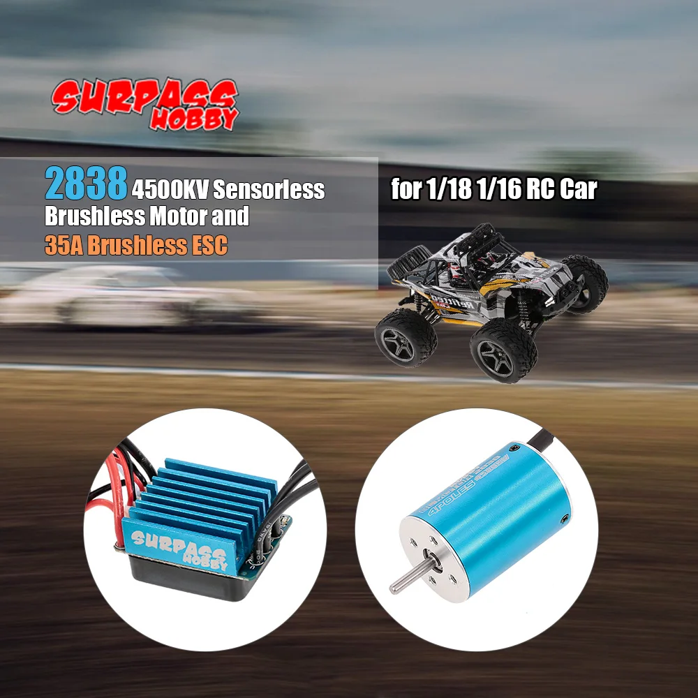 Бессенсорный бесщеточный двигатель 2838 4500KV 3930KV 5800KV 35A ESC для 1/18 1/16 модели